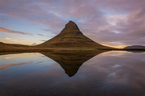 Icelands Kirkjufell Aka Church Mountain Reflecting In A Pond Oc