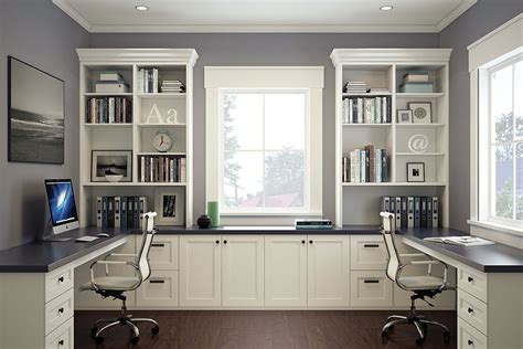 Modern White Home Office With Two Desks And Chairs Home Office