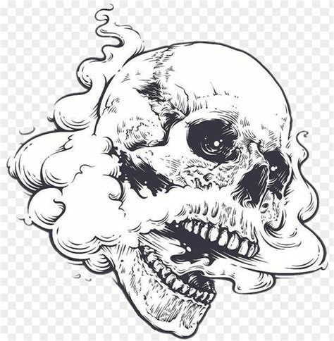 Free Download Hd Png Dark Edgy Skull Art Smoke Weed High Skull Open
