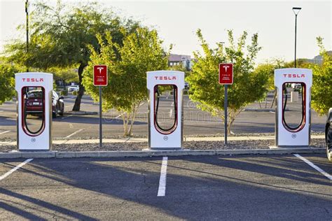 Tesla Supercharger Charging Stations In Phoenix Arizona Usa On January