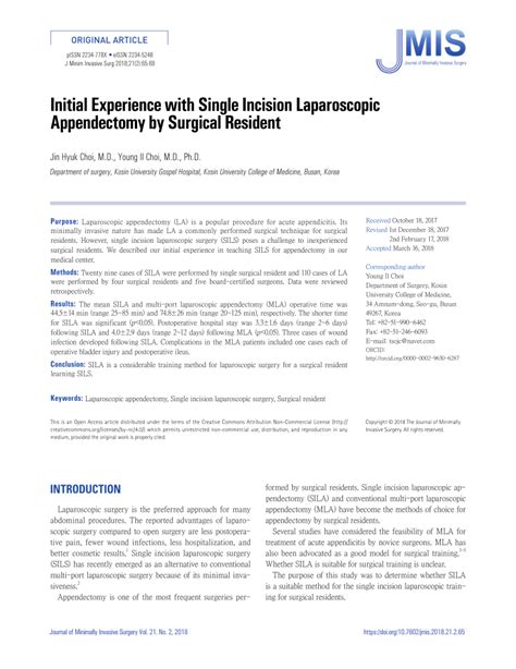 Pdf Initial Experience With Single Incision Laparoscopic Appendectomy