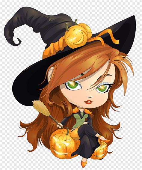 Sorcière Animée Sorcellerie Halloween Sorcière Mignonne Joyeux