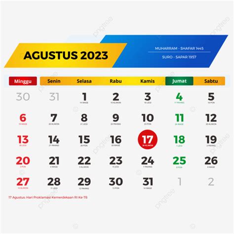 Kalender Agustus 2023 Lengkap Dengan Tanggal Merah Cuti Bersama Jawa
