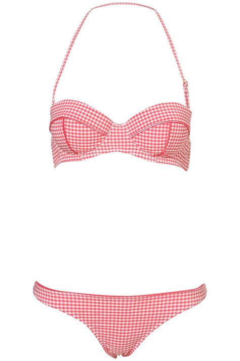 Retro Vintage Pink Gingham Check Bikini Set Sizes 6 10 12 14 16 Bnwt