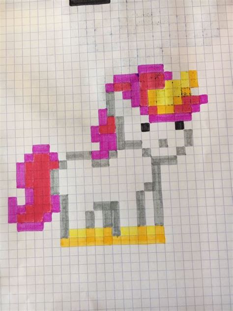 Pixel art · loisir créatif · mosaïque · fun. dessin pixel art licorne facile - Les dessins et coloriage
