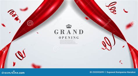 Design Your Opening Card With Red Ribbon And Confetti Vector