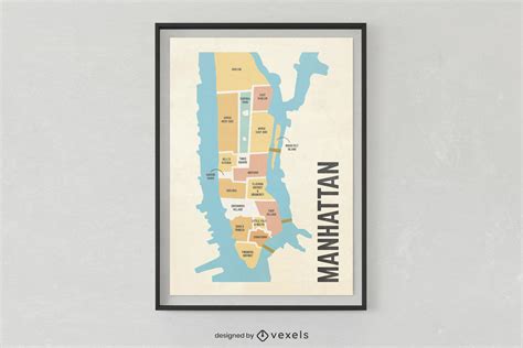 Manhattan City Map Poster Design Psd Editable Template