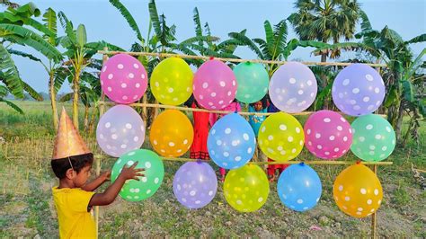 Childrens Outdoors Fun Playing With Ball Print Balloon And Learn Colors