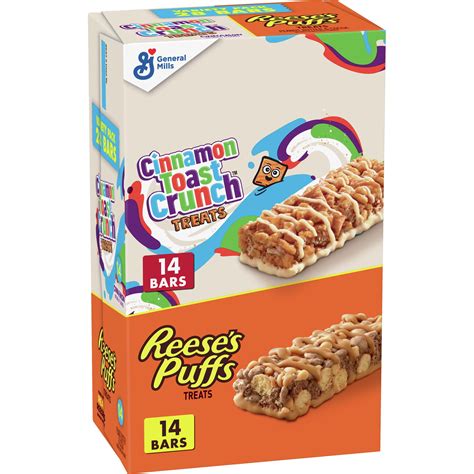 reese s puffs cinnamon toast crunch cereal treat bars variety pack 28 ct