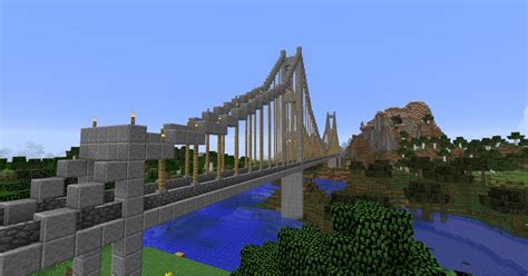 Suspension Bridge Mountain Crossing Construction Pictures Minecraft Map