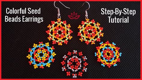 Colorful Beaded Earrings Only Seed Beads Tutorial Youtube