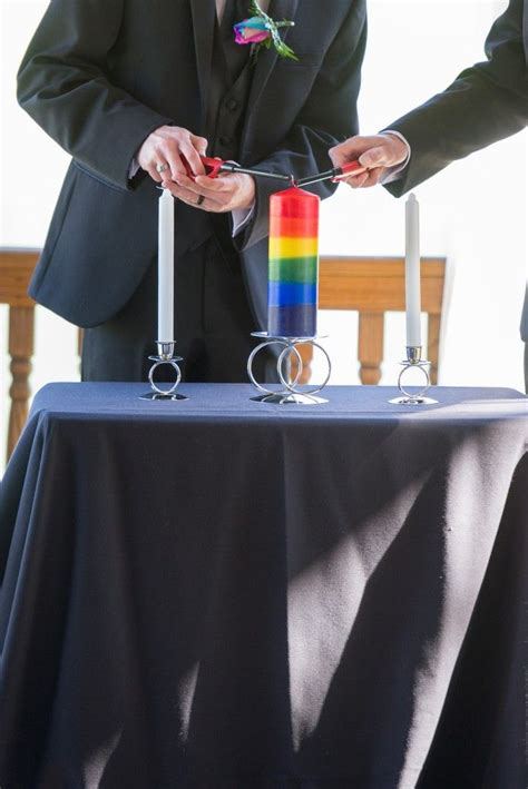 Rainbow Candle Lighting Wedding Ceremony Ohio Rainbow Themed Gay Wedding Equally Wed Lgbtq