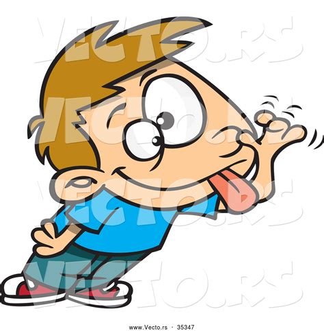 Vector Of A Teasing Cartoon Boy Sticking His Tongue Out And Making A