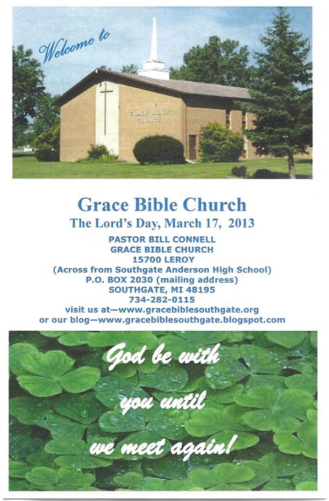 Grace Bible Church Bulletins Sunday March 17 2013