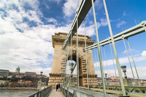 The Szechenyi Chain Bridge In Budapest Hungary Editorial Photography