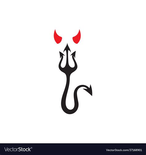 Pitchfork With Devil Horns And Tail Royalty Free Vector