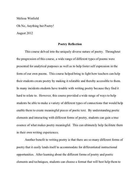 ✍ get an idea for your paper. Poetry reflection paper SlideShare #SampleResume #ReflectionPaperExample | Reflective essay ...