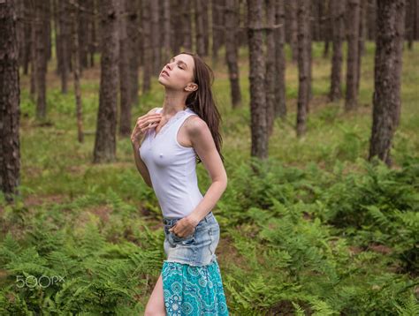 Wallpaper Nipple Through Clothing Closed Eyes Skirt Trees Women