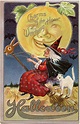 Vintage Halloween Witch Image with Moon Man - The Graphics Fairy