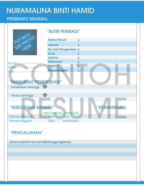 Contoh Resume Pengalaman Kerja Kerani Gawe Cv