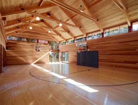 Indoor Home Basketball Court Contemporary Home Gym Boston By
