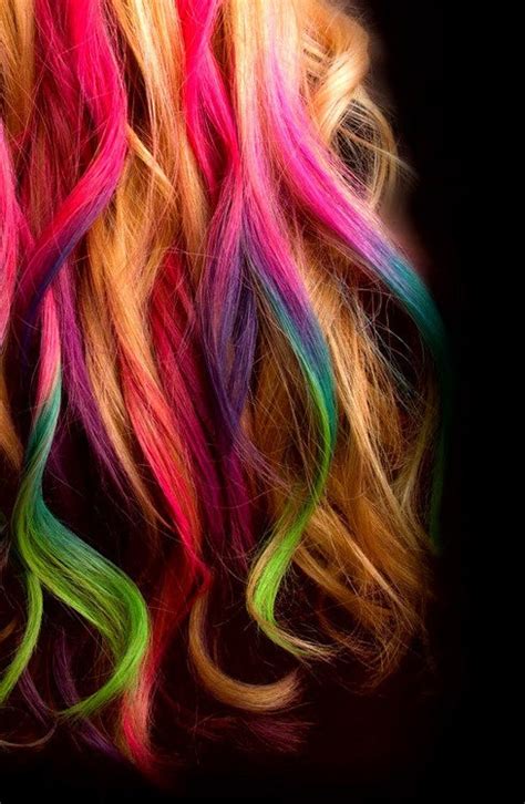 Rainbow Highlights Hair Hair Pinterest