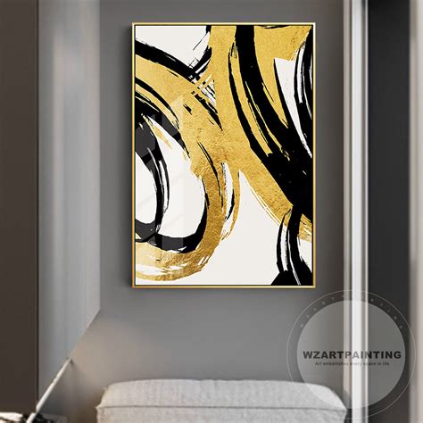 Modern Abstract Gold White Wall Art Print Painting on Canvas Cuadros Abstractos Wall Art Picture ...