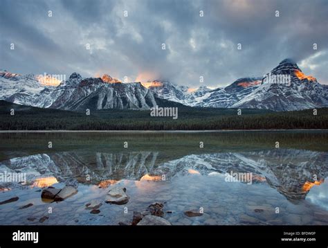 Mount Chephren Reflected In Upper Waterfowl Lake Banff National Park
