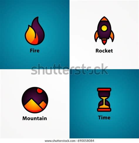 Icon Rocket Fire Mountain Desert Time Stock Vector Royalty Free