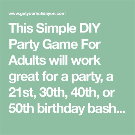 Simple Diy Party Game For Adults Diy Party Games Diy Party Adult