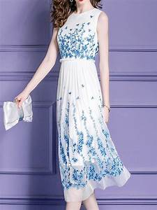 Popzora New Arrivals Floral Embroidered Dress Dresses White Midi Dress