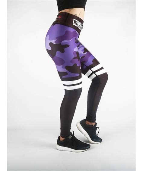 Combat Dollies Purple Camo Stripe Fitness Leggings