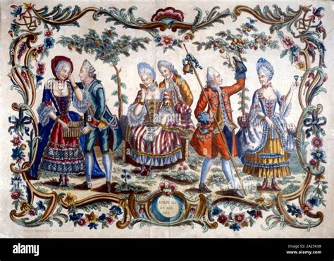 Colour Illustration Of 18th Century French Nobility In Expensive
