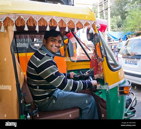 An Auto Rickshaw Driver In Delhi India Stock Photo Alamy