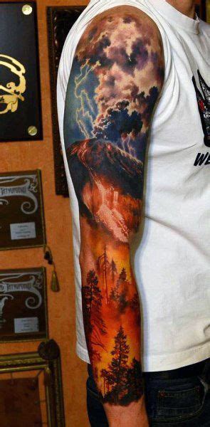 Forest Fire Due To Lightning Sleeve Tattoo Amazing Tattoo Ideas