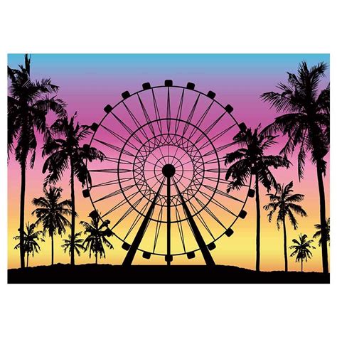 Buy Funnytree 7x5ft Summer Seaside Ferris Wheel Photography Backdrop