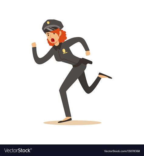 police women officer running character royalty free vector