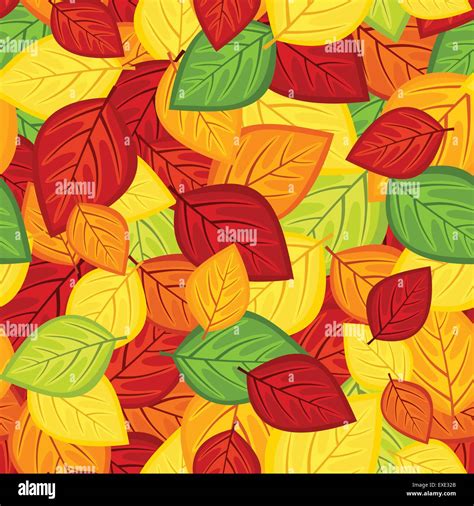 Seamless Pattern With Colored Autumn Leaves Vector Illustration Stock