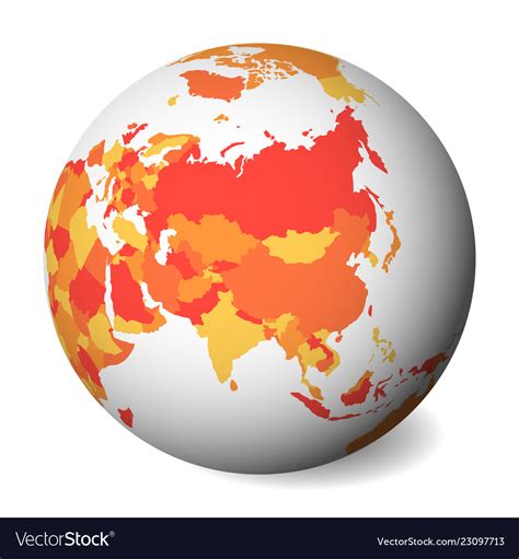Blank Political Map Of Asia 3d Earth Globe With Vector Image