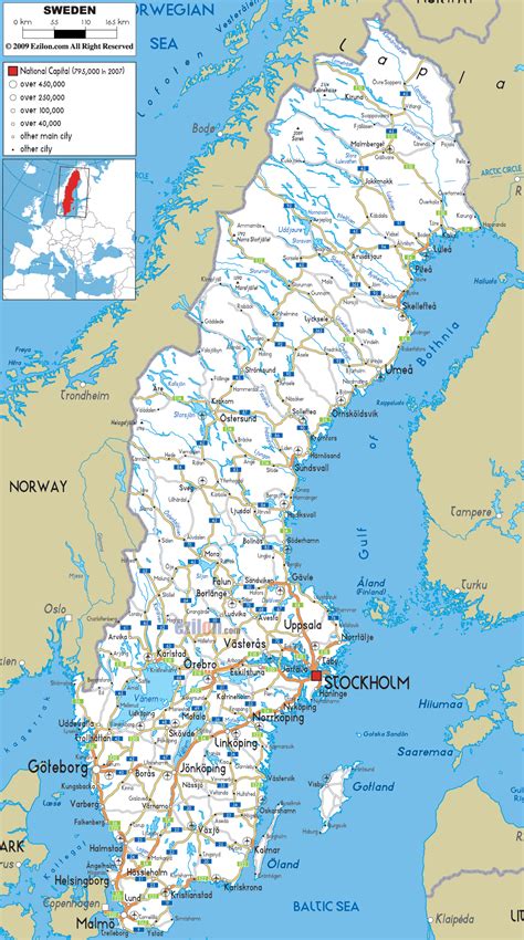 Detailed Clear Large Road Map Of Sweden Ezilon Maps