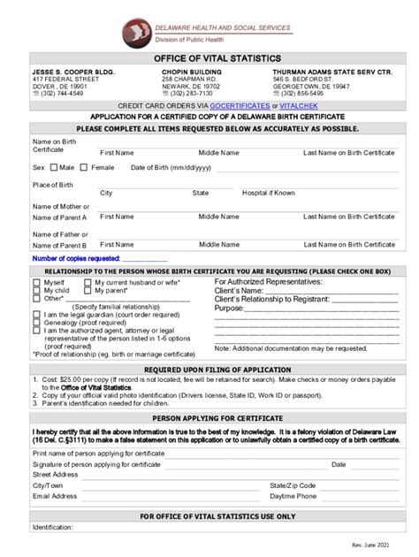Delaware Birth Certificate Application Pdf Fill Out And Sign Online Dochub