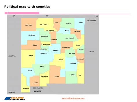 New Mexico County Map Editable Powerpoint Maps