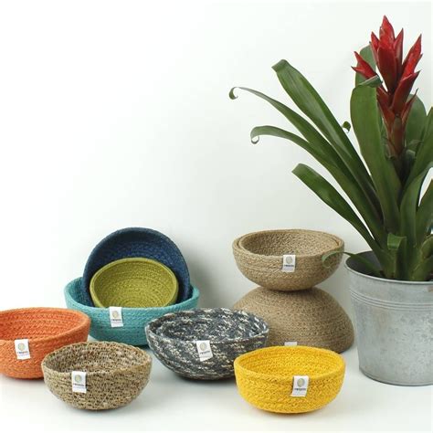 Respiin Set Of Three Jute Mini Bowls By Green Tulip Mini Bowls