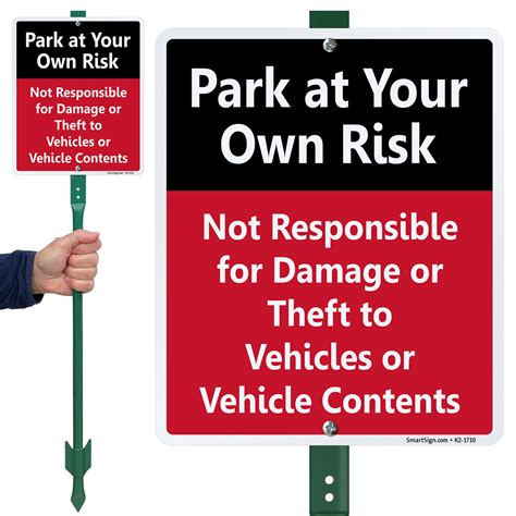 Park At Your Own Risk Signs Ships Today From Myparkingsign