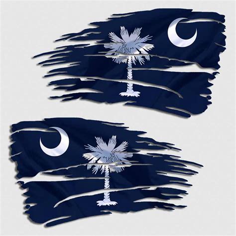Tattered South Carolina Flag Decal Palm Tree Sticker