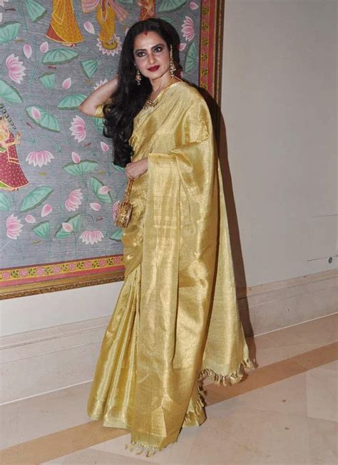 Rekha In A Gold Kanjeevaram Silk Saree Indian Saree Blouses Designs