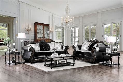 Furniture Of America Sm6313 Tabatha Formal Living Room Set In Black Champagne Dallas