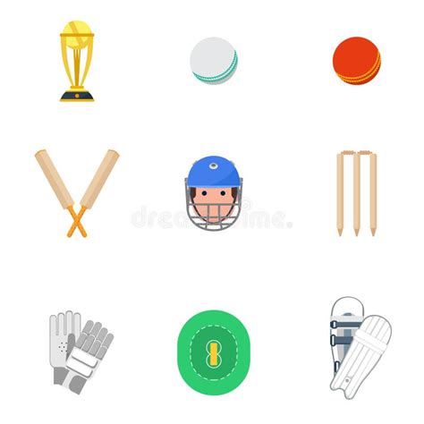 Cricket Icons Set Flat Stock Vector Illustration Of Blog 237881919