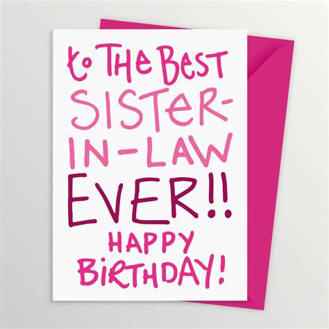 Sister In Law Birthday Card By A Is For Alphabet