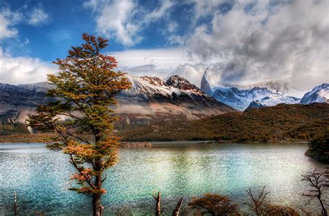 Fonds Decran Lac Montagnes Ciel Argentine Nuage Arbres Hdr Nature